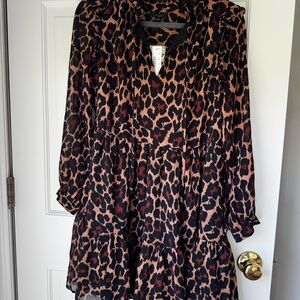 J. Crew Leopard Print Mini Dress - Black and Brown